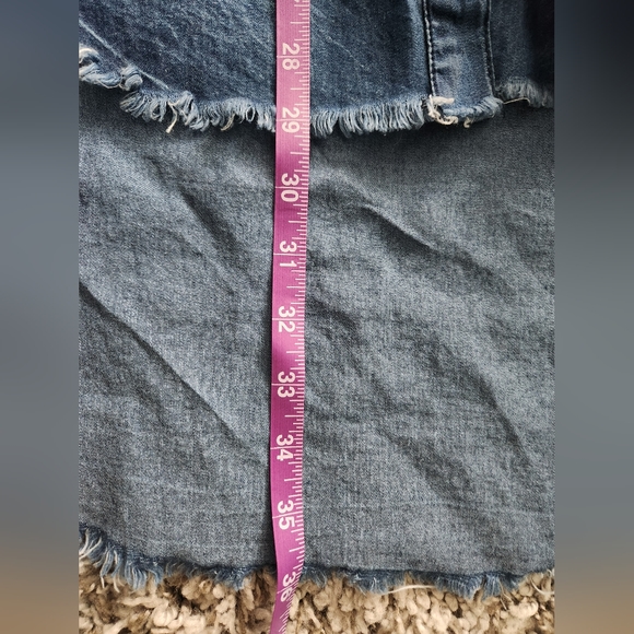 Thrill Jeans Sleeveless Denim Distressed Collared Top Shirt Blouse High Low Sz M - Picture 13 of 14